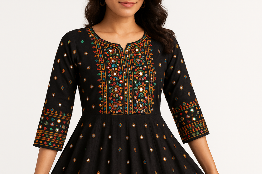 Black Anarkali Detail