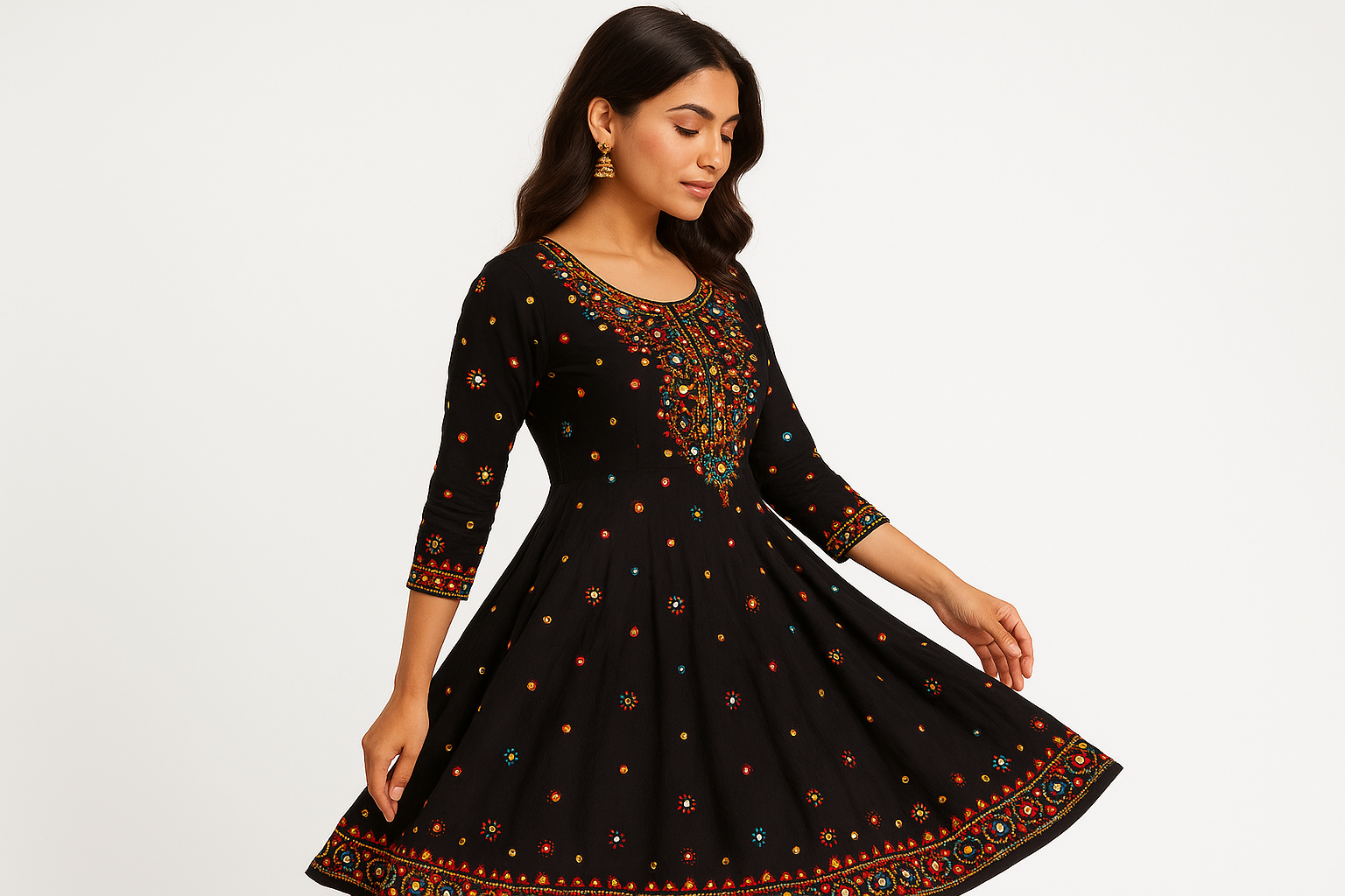 Black Anarkali Side