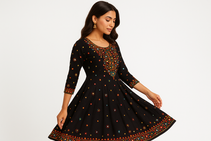 Black Anarkali Side