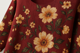 Maroon Floral Print Floor-Length Kurti