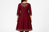 Deep Maroon Embroidered Kurti with Silver Zari Work
