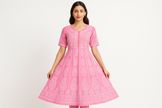Pink Chikankari Anarkali Kurti