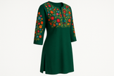 Emerald Green Embroidered Kurti with Multicolor Floral Work