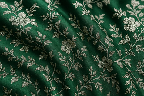 Emerald Green Silk Blend Kurti with Silver Thread Work