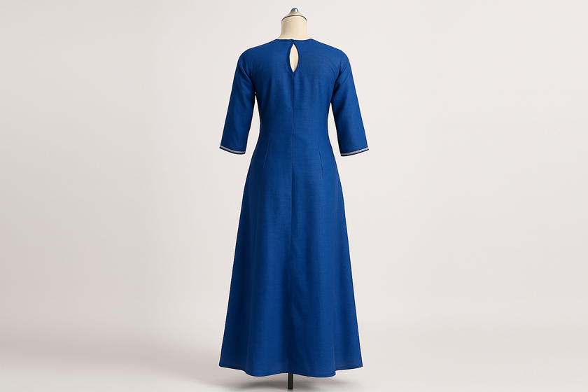Royal Blue Embroidered Floor-Length Kurti