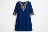 Royal Blue Embroidered Kurti with Golden Thread Work