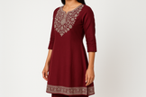 Deep Maroon Embroidered Kurti with Silver Zari Work