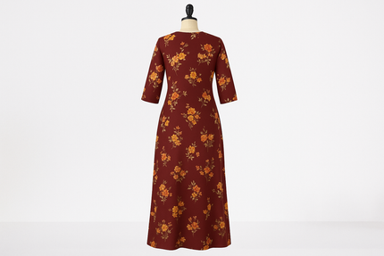 Maroon Floral Print Floor-Length Kurti