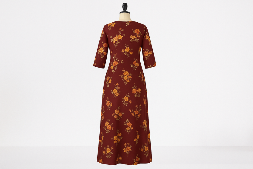 Maroon Floral Print Floor-Length Kurti