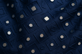 Navy Blue Silk Blend Kurti with Geometric Mirror Work