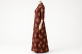 Maroon Floral Print Floor-Length Kurti