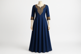 Royal Blue Embroidered Floor-Length Kurti