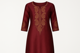 Deep Maroon Silk Blend Kurti with Paisley Embroidery