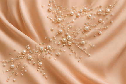 Soft Peach Silk Blend Kurti with Pearl Embellishments